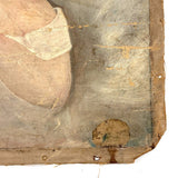 SOLD Beautiful Baby! C. 1850s Folk Art Oil Painting on Un-stretched S.N Dodges, NY Canvas