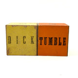 Tumble Down Dick, Three Mysterious Paper Litho Covered Blocks, As Found