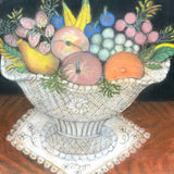 Wonderful Wedding Present Pastel Bowl of Fruit by Great Aunt Mollie, c. 1919, At Age 81