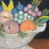Wonderful Wedding Present Pastel Bowl of Fruit by Great Aunt Mollie, c. 1919, At Age 81