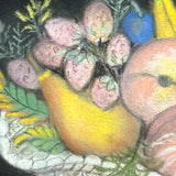 Wonderful Wedding Present Pastel Bowl of Fruit by Great Aunt Mollie, c. 1919, At Age 81