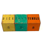 Tumble Down Dick, Three Mysterious Paper Litho Covered Blocks, As Found