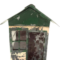SOLD Scratch Made Galvanized Tin House with Glass Windows, Opening Door and Green Roof