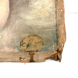SOLD Beautiful Baby! C. 1850s Folk Art Oil Painting on Un-stretched S.N Dodges, NY Canvas