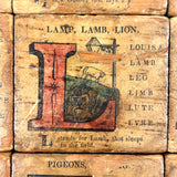 Set of 21 Large Handmade, Hand-colored Paper Litho on Wood Alphabet Blocks, c. Mid 19th Century