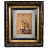 SOLD Young Woman Holding Cut Hair Braids, Unusual 19th Century Cabinet Card in Fine Eastlake Frame
