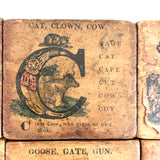 Set of 21 Large Handmade, Hand-colored Paper Litho on Wood Alphabet Blocks, c. Mid 19th Century