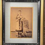 SOLD Young Woman Holding Cut Hair Braids, Unusual 19th Century Cabinet Card in Fine Eastlake Frame