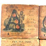 Set of 21 Large Handmade, Hand-colored Paper Litho on Wood Alphabet Blocks, c. Mid 19th Century