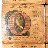 Set of 21 Large Handmade, Hand-colored Paper Litho on Wood Alphabet Blocks, c. Mid 19th Century