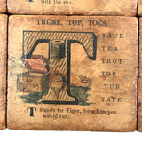 Set of 21 Large Handmade, Hand-colored Paper Litho on Wood Alphabet Blocks, c. Mid 19th Century