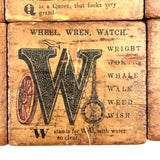 Set of 21 Large Handmade, Hand-colored Paper Litho on Wood Alphabet Blocks, c. Mid 19th Century