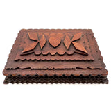 Sweet Antique Morris D. Neumann & Co. Cigar Box Wood Tramp Art Box with Heart at Center