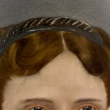 Young Woman with Pink Cheeks, Gold Jewelry, Lace Collar, Antique Folk Art Painted Tintype
