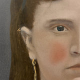 Young Woman with Pink Cheeks, Gold Jewelry, Lace Collar, Antique Folk Art Painted Tintype