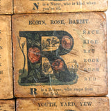 Set of 21 Large Handmade, Hand-colored Paper Litho on Wood Alphabet Blocks, c. Mid 19th Century