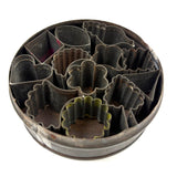 Moon, Heart, Leaves, Shapes: Old Soldered Tin with Tightly Packed Mini Cutters