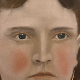 Young Woman with Pink Cheeks, Gold Jewelry, Lace Collar, Antique Folk Art Painted Tintype