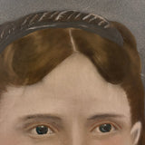 Young Woman with Pink Cheeks, Gold Jewelry, Lace Collar, Antique Folk Art Painted Tintype