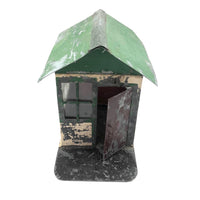 SOLD Scratch Made Galvanized Tin House with Glass Windows, Opening Door and Green Roof
