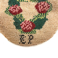 Very Sweet 19th Century Glass Beaded Folk Art Pouch Monogrammed EP