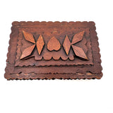 Sweet Antique Morris D. Neumann & Co. Cigar Box Wood Tramp Art Box with Heart at Center