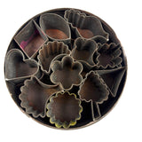 Moon, Heart, Leaves, Shapes: Old Soldered Tin with Tightly Packed Mini Cutters