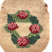 Very Sweet 19th Century Glass Beaded Folk Art Pouch Monogrammed EP