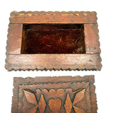 Sweet Antique Morris D. Neumann & Co. Cigar Box Wood Tramp Art Box with Heart at Center