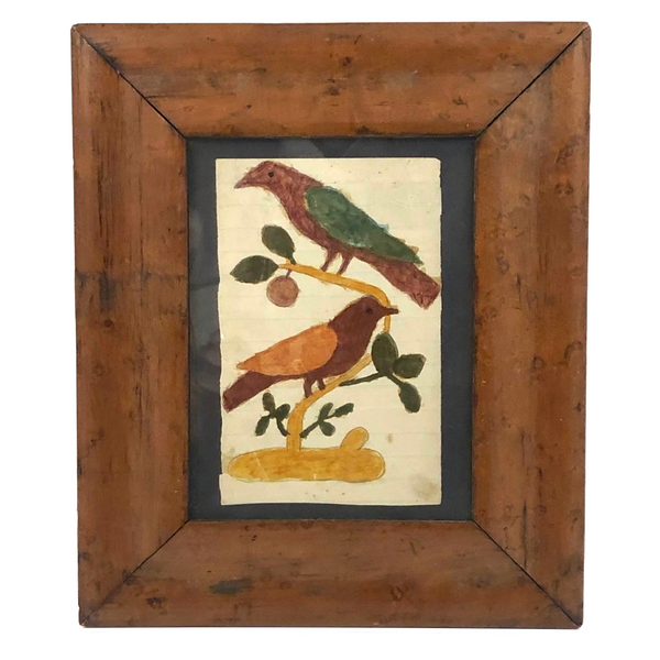 SOLD 19th C. Pennsylvania Schoolgirl Fraktur Type Watercolor in Period Frame