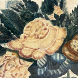 C. Mid 19th Century Theorem Painted Flowers on Velvet with Sprig of Blue Bells, Period Frame