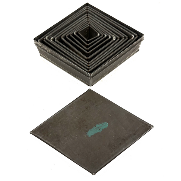 Formally Satisfying Boxed Set of Graduated Diamond Shaped Tin Biscuit Cutters