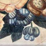 C. Mid 19th Century Theorem Painted Flowers on Velvet with Sprig of Blue Bells, Period Frame