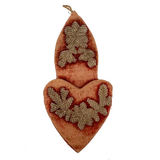 Beautifully Faded Antique Iroquois Beaded Heart Shaped Wall Pocket