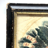 C. Mid 19th Century Theorem Painted Flowers on Velvet with Sprig of Blue Bells, Period Frame