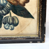 C. Mid 19th Century Theorem Painted Flowers on Velvet with Sprig of Blue Bells, Period Frame