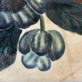 C. Mid 19th Century Theorem Painted Flowers on Velvet with Sprig of Blue Bells, Period Frame