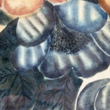 C. Mid 19th Century Theorem Painted Flowers on Velvet with Sprig of Blue Bells, Period Frame