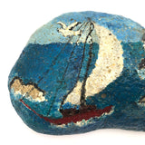 Excellent Big Painted Rock with Sailboat and Lighthouse