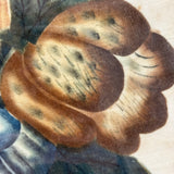 C. Mid 19th Century Theorem Painted Flowers on Velvet with Sprig of Blue Bells, Period Frame