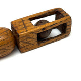 Sweet Old Oak Wood Ball in Cage Carved Whimsy Rattle