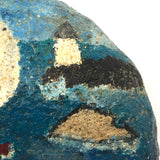 Excellent Big Painted Rock with Sailboat and Lighthouse
