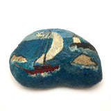 Excellent Big Painted Rock with Sailboat and Lighthouse