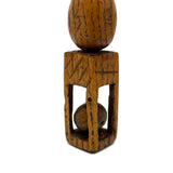 Sweet Old Oak Wood Ball in Cage Carved Whimsy Rattle