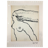 1950 Edwin Kosarek Ink Drawing of Woman with Long Hair