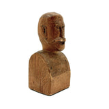Bust of a Man with Thick Mustache, Charming Old Folk Art Carving