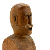 Bust of a Man with Thick Mustache, Charming Old Folk Art Carving