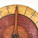 Great Old Two Dial Wooden Folk Art Score Keeper with Handwritten Numbers, 0-100