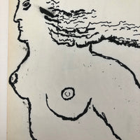1950 Edwin Kosarek Ink Drawing of Woman with Long Hair