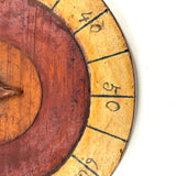 Great Old Two Dial Wooden Folk Art Score Keeper with Handwritten Numbers, 0-100